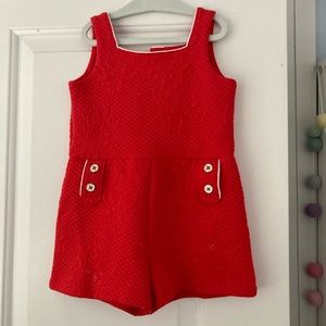 Red Quilted Button Up Romper